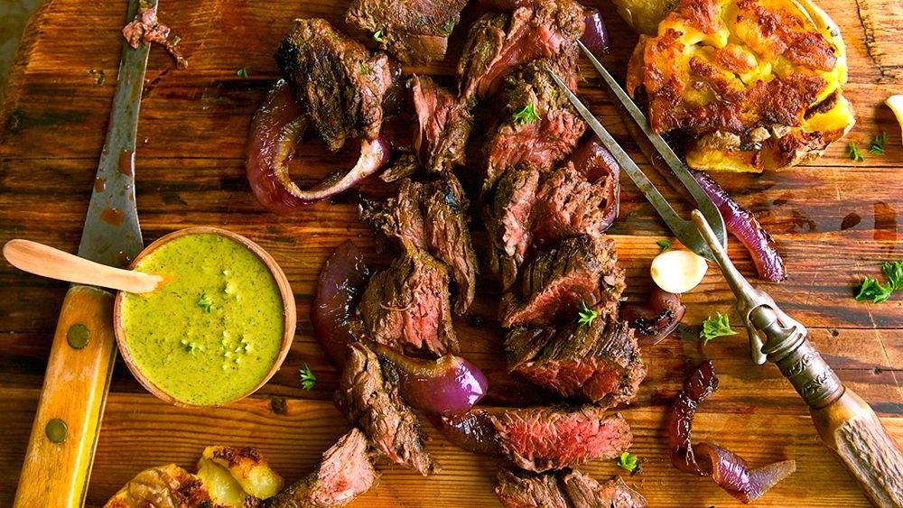 Bison Top Round Steak with Chimichurri Sauce