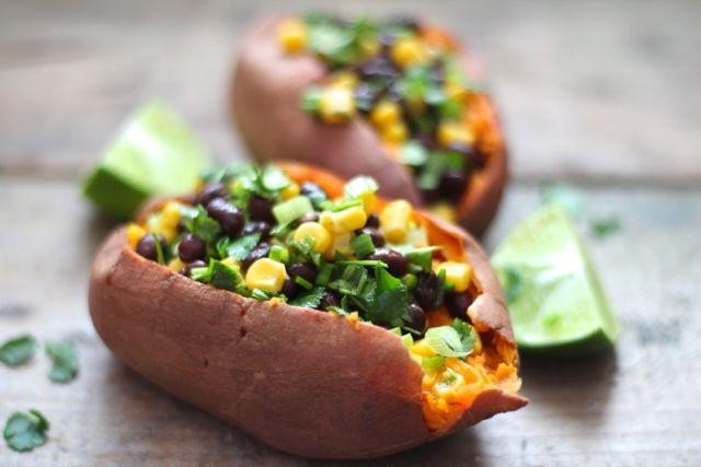 Black Bean and Corn Stuffed Sweet Potatoes