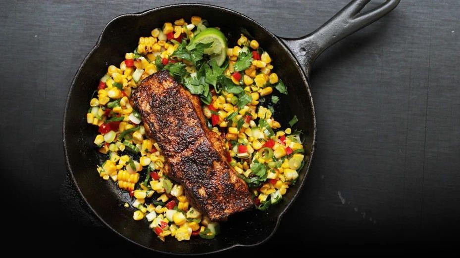 Blackened Crappie with Spicy Corn Salsa