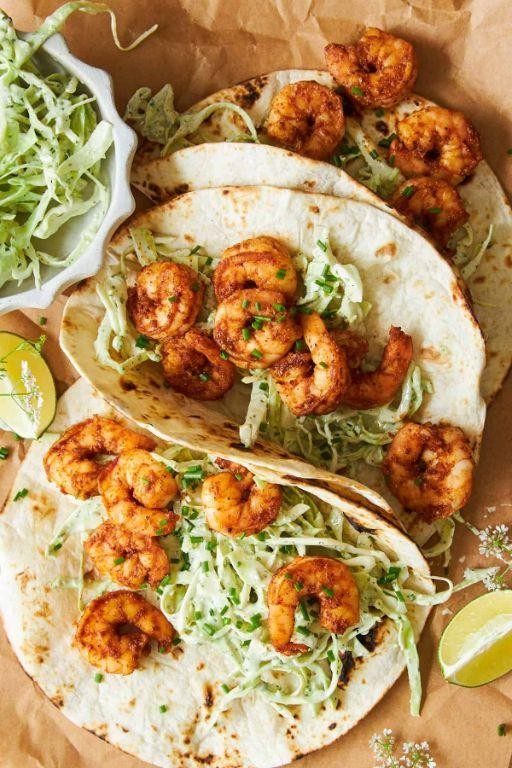 Blackened Shrimp Tacos over Pasta