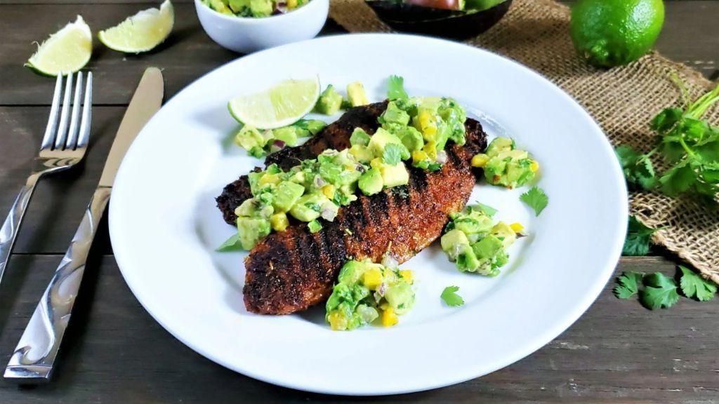 Blackened Tilapia with Avocado Lime Pasta