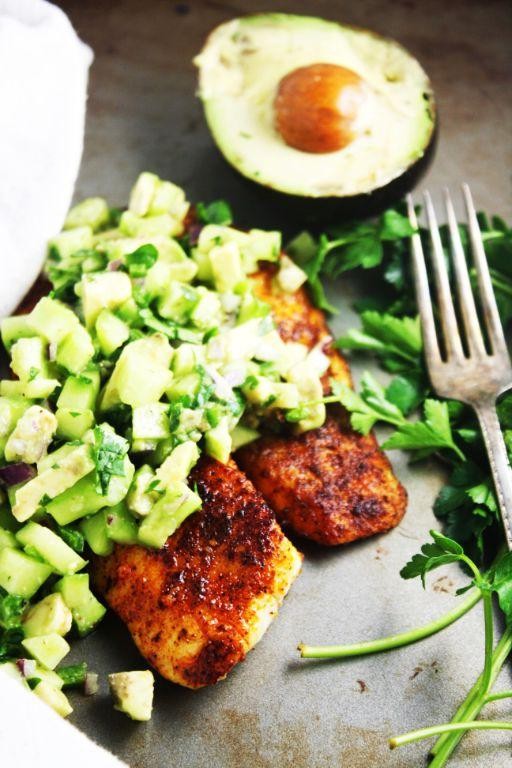 Blackened Tilapia with Cucumber Salad