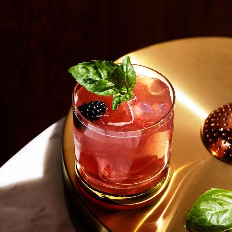 Blueberry Bourbon Basil Bramble