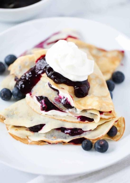 Blueberry and Cream Cheese Stuffed Crepes