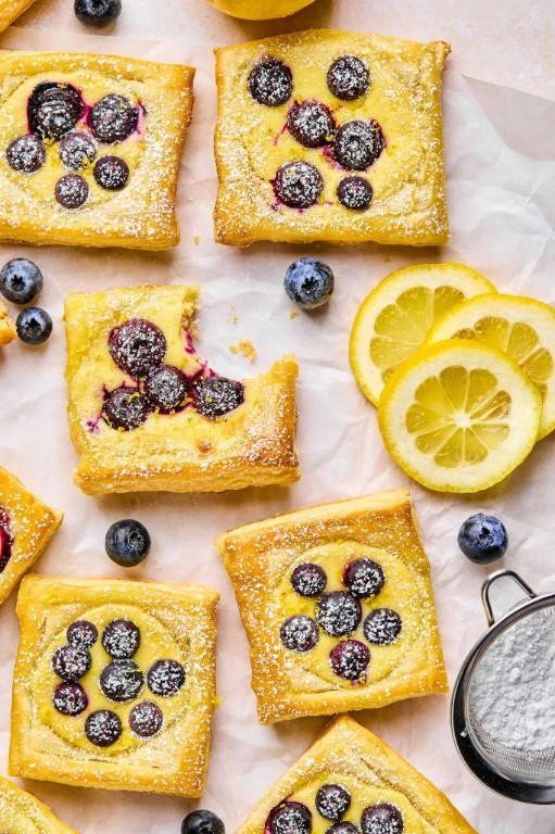 Blueberry and Lemon Cream Puff Pastry Bites