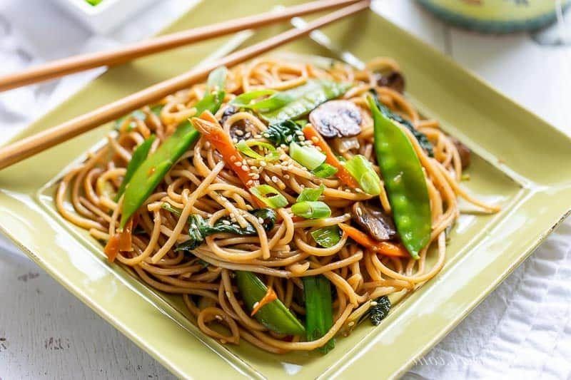Bok Choy and Snap Pea Chow Mein