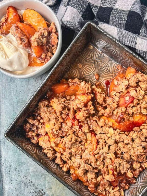 Bourbon-Infused Peach Crisp with Vanilla