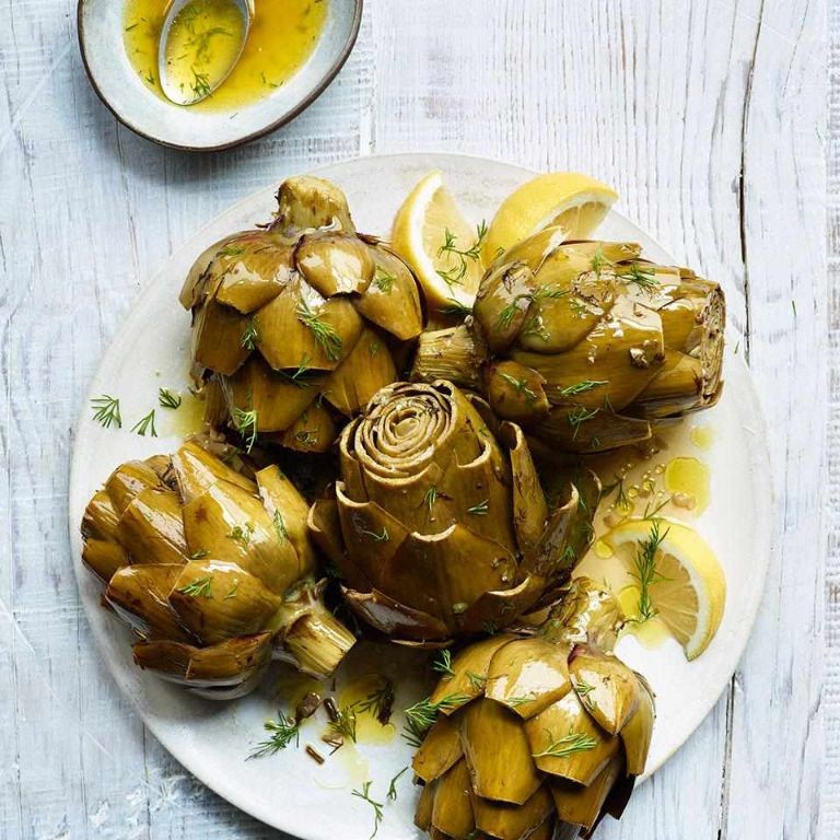 Braised Artichokes with Lemon and Dill