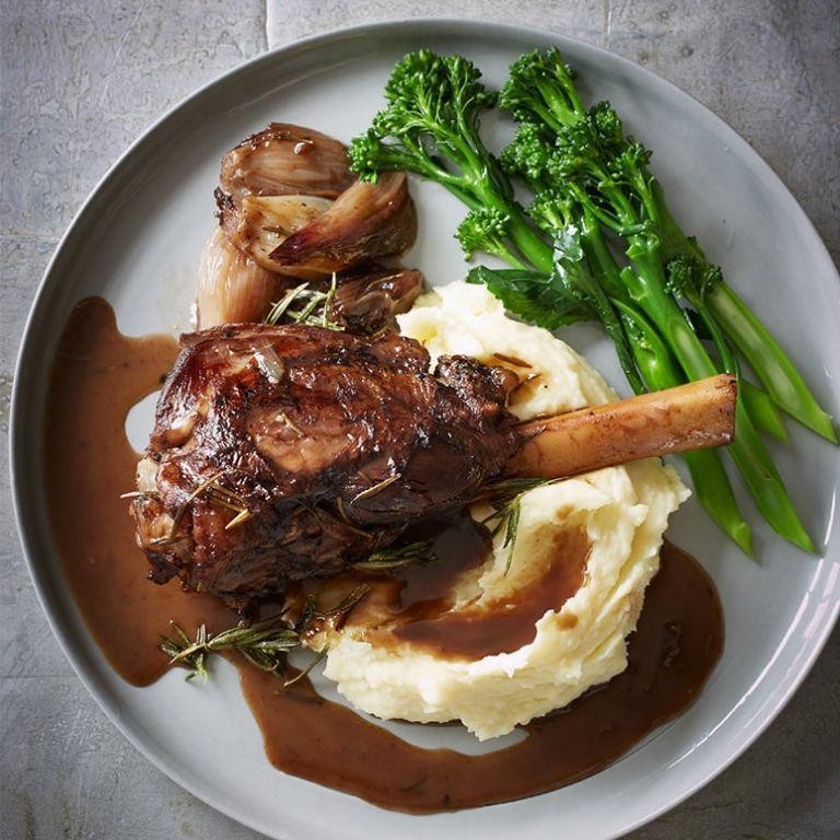 Braised Lamb Shanks with Red Wine and Rosemary