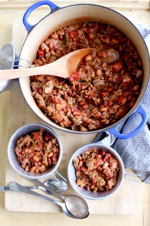 Bratwurst Chili with Beans and Peppers