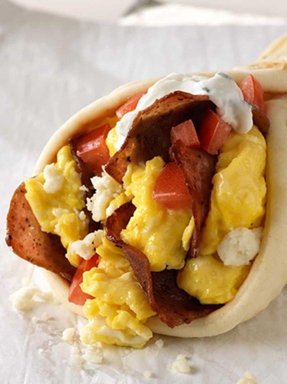 Breakfast Gyros with Scrambled Eggs