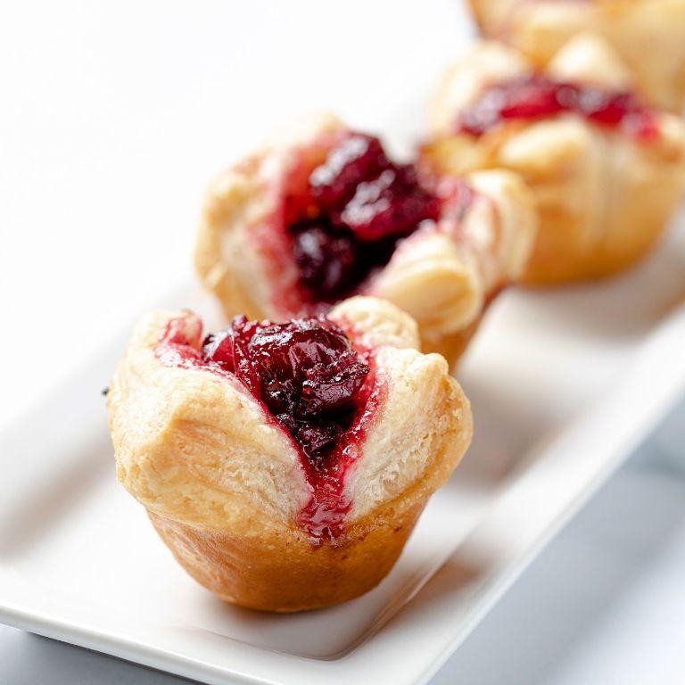 Brie and Cranberry Jam Puff Pastry Cups