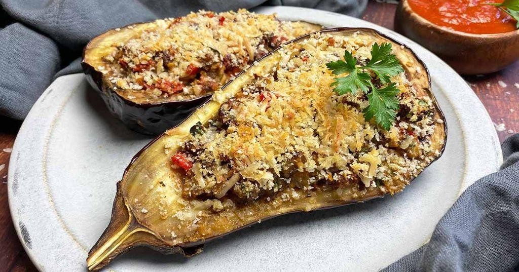 Brinjal and Beef Stuffed Peppers