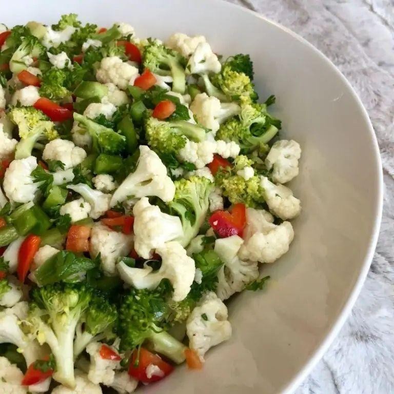 Broccoli Cauliflower Salad with Dijon Vinaigrette