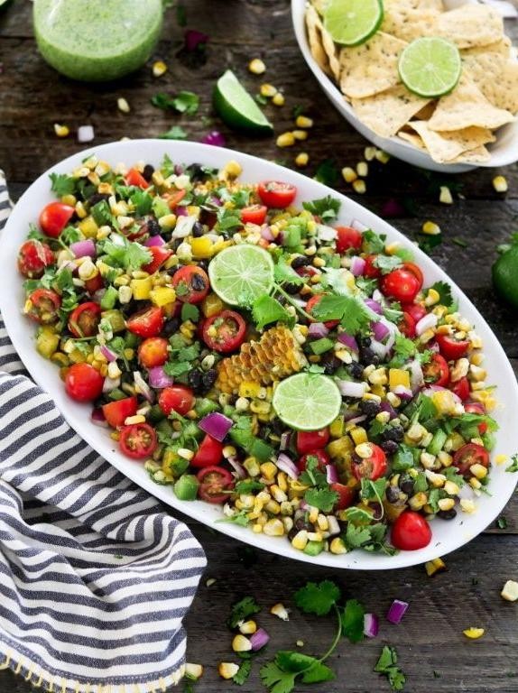 Broccoli Corn Salad with Cilantro Lime Dressing