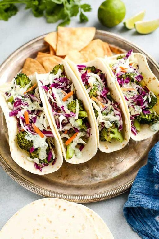 Broccoli Tacos with Lime Crema
