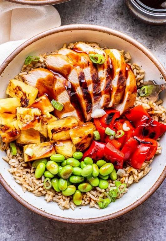 Brown Rice and Grilled Chicken Teriyaki Bowl