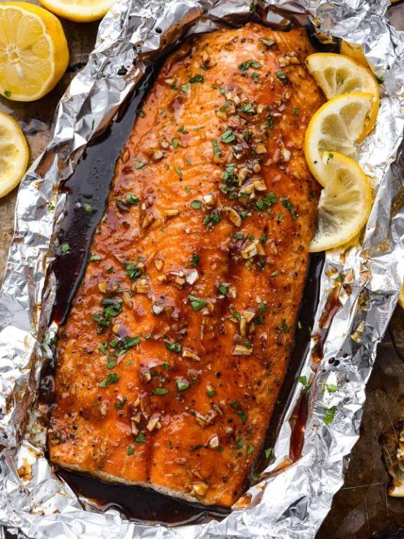 Brown Sugar and Soy Baked Salmon in Foil