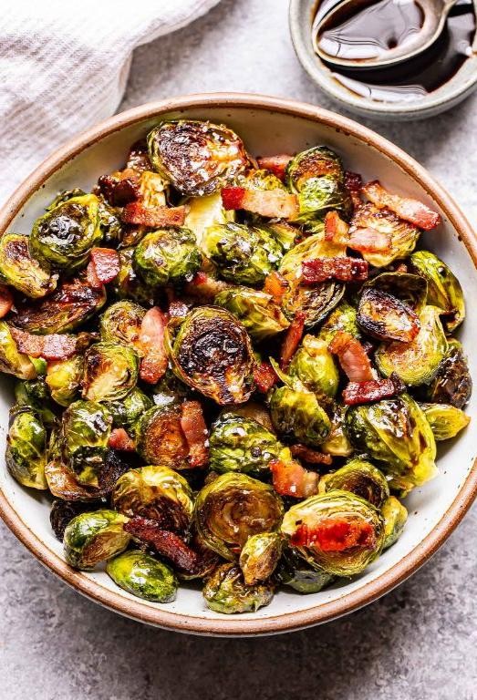 Brussel Sprouts with Bacon, Maple Syrup, and Balsamic