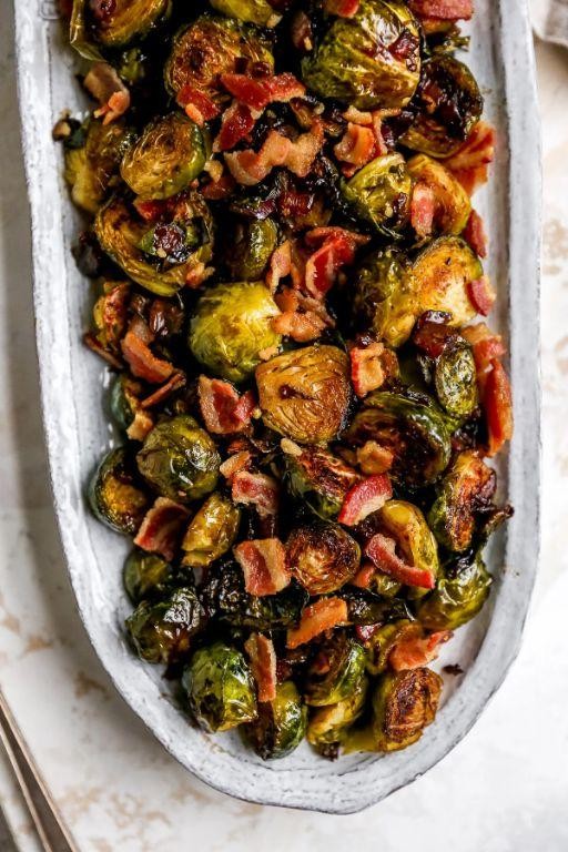 Brussel Sprouts with Bacon and Balsamic Onions