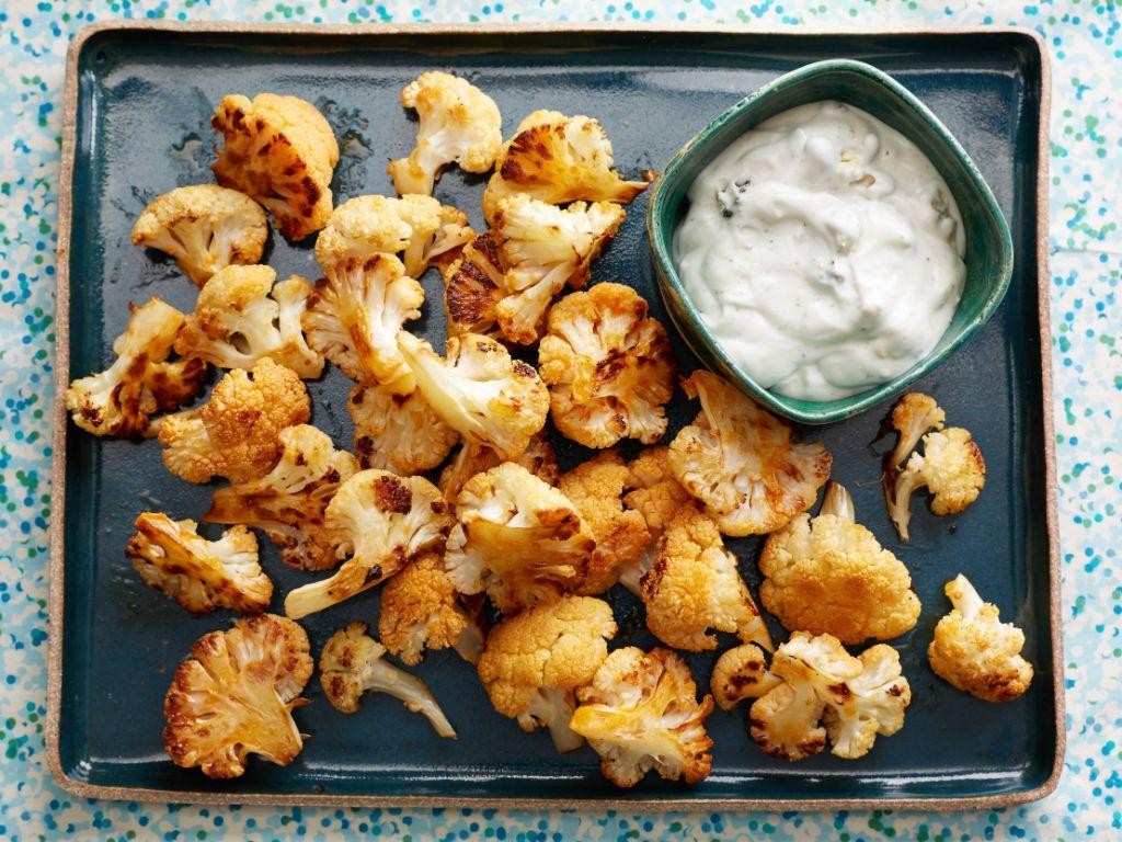Buffalo Cauliflower with Blue Cheese Dressing