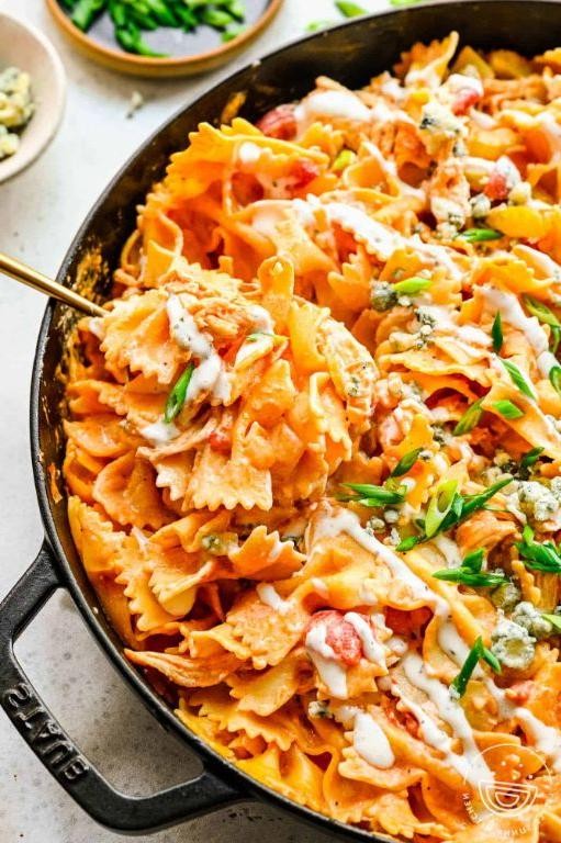 Buffalo Chicken Bow Tie Casserole