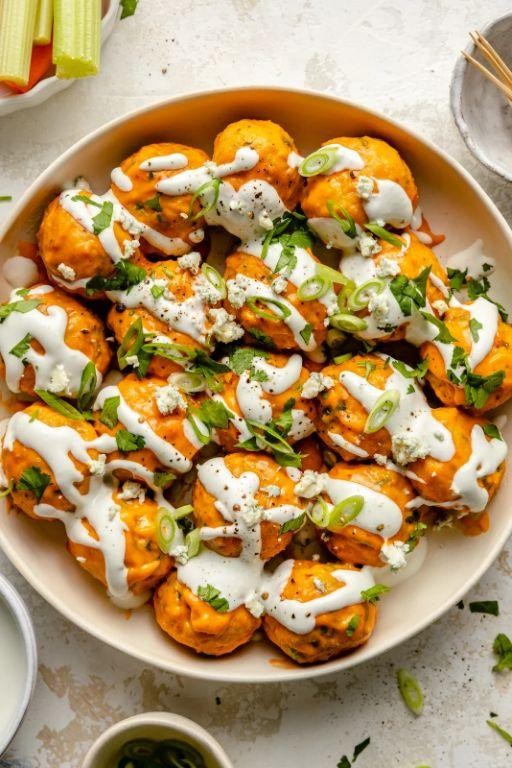 Buffalo Chicken Meatballs with Blue Cheese