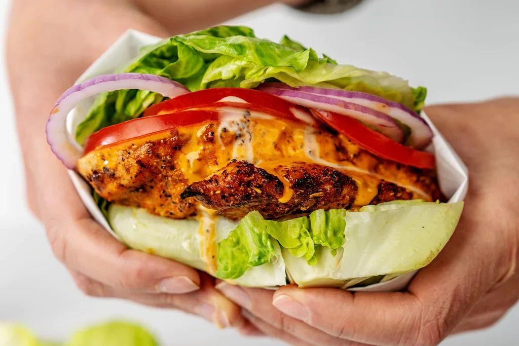 Buffalo Chicken Patty Lettuce Wraps