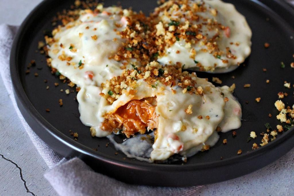 Buffalo Chicken Sauce with Blue Cheese Ravioli