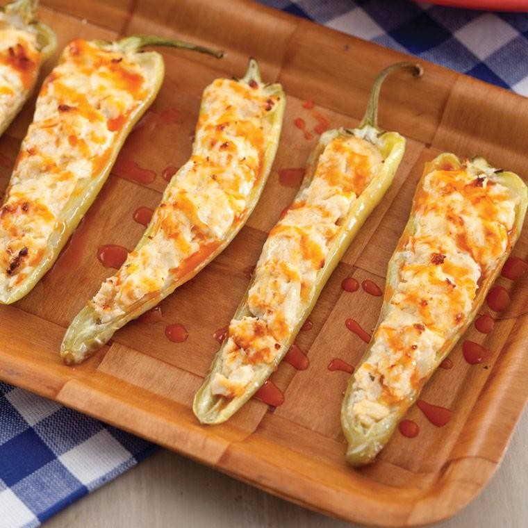 Buffalo Chicken Stuffed Banana Peppers
