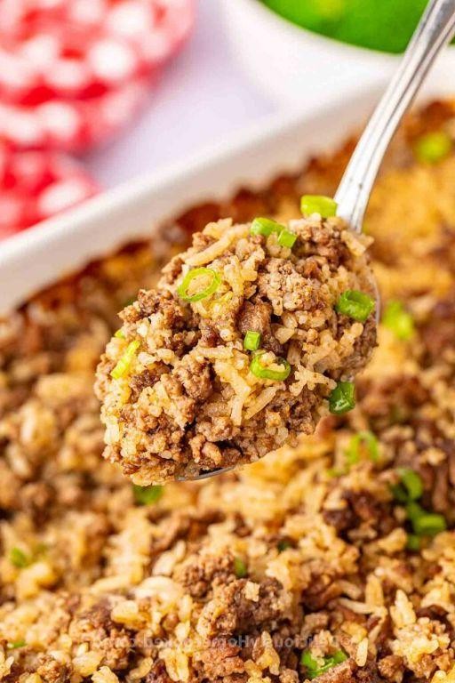 Buffalo-Style Hamburger Rice Hotdish