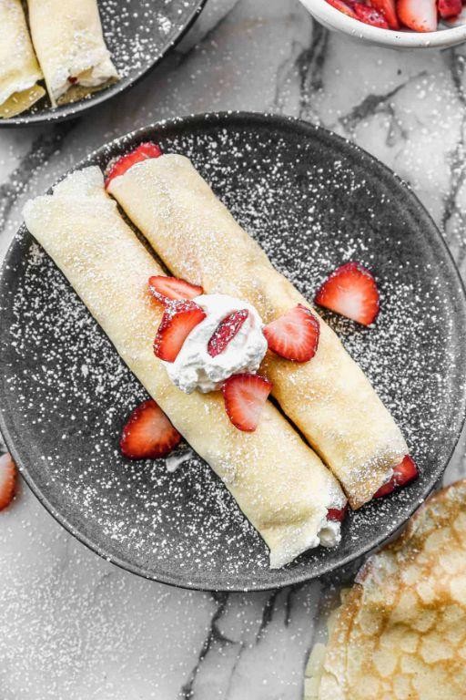 Buttermilk Crepes with Strawberries and Cream