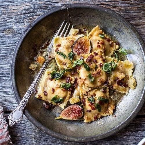 Butternut Squash Ravioli with Goat Cheese and Apples