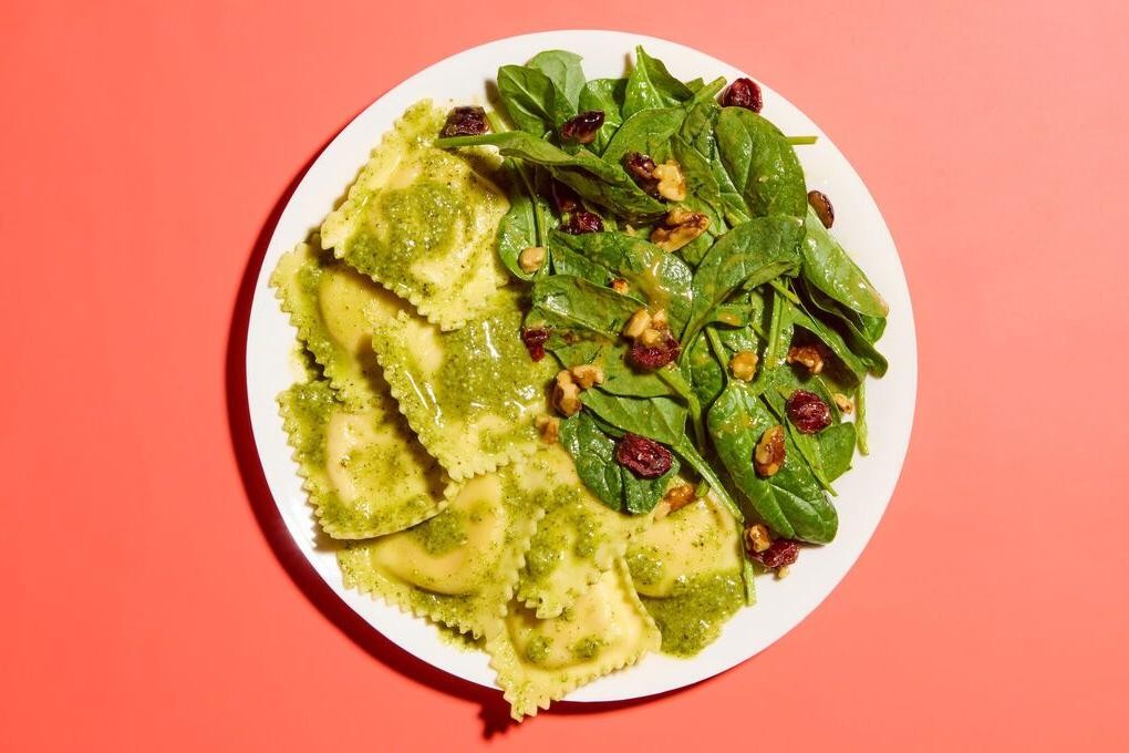 Butternut Squash Ravioli with Walnut Pesto