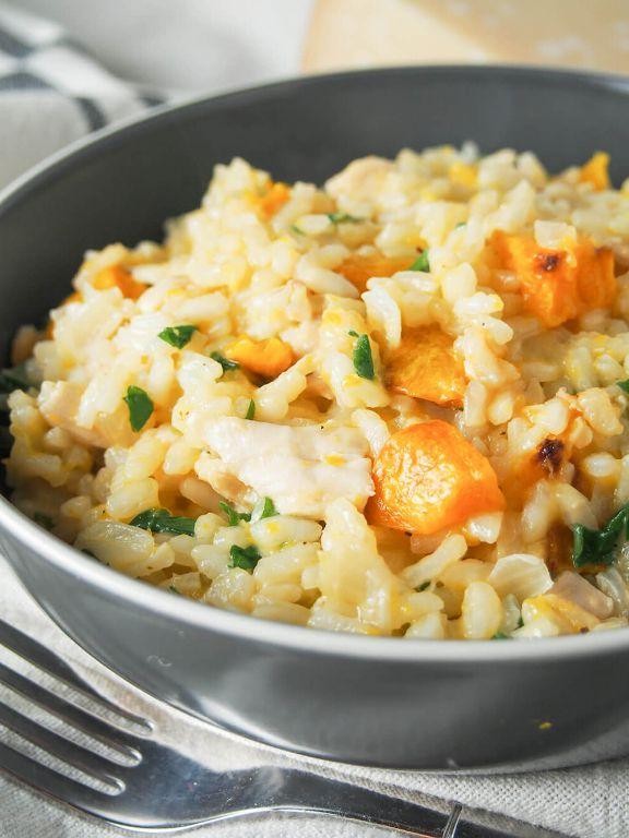Butternut Squash Risotto with Roasted Chicken