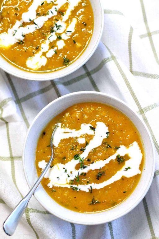 Butternut Squash Soup with Ginger and Thyme