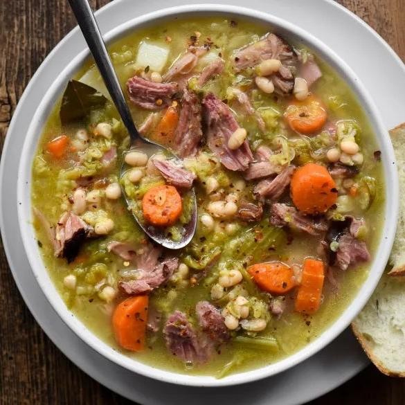 Cabbage and Ham Hock Vegetable Soup