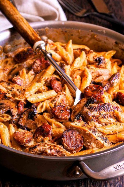 Cajun Chicken Noodle Hotdish with Andouille Sausage