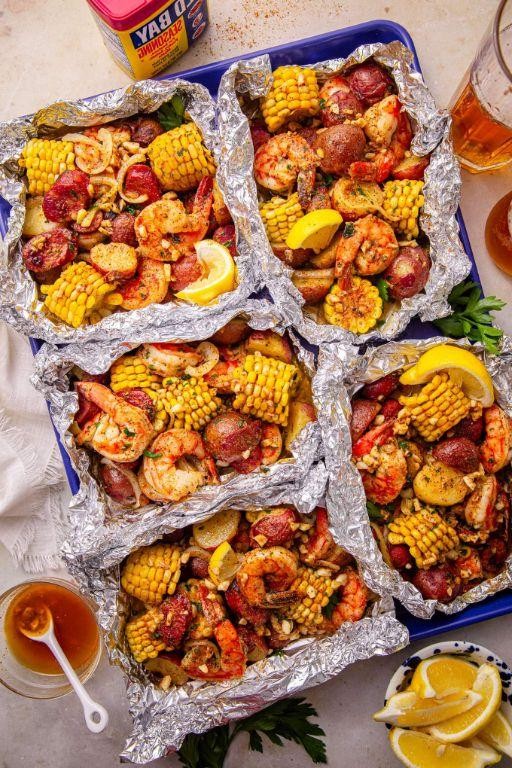 Cajun Shrimp and Sausage Foil Packs
