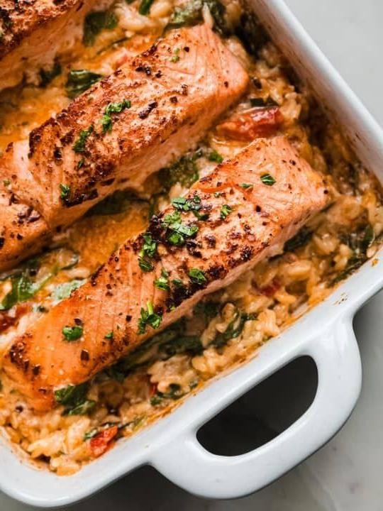 Cajun Spiced Salmon with Tomato Basil Orzo