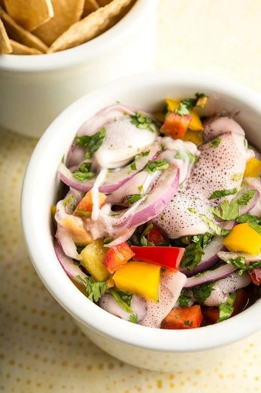 Calamari Ceviche with Fresh Lime and Cilantro