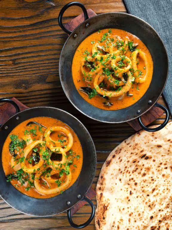 Calamari Curry with Coconut Milk and Spices