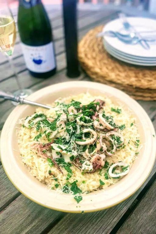 Calamari Risotto with Parmesan and Herbs