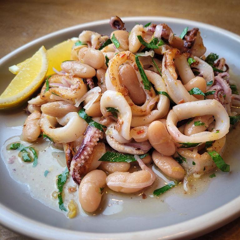 Calamari and Bean Salad with Lemon Dressing