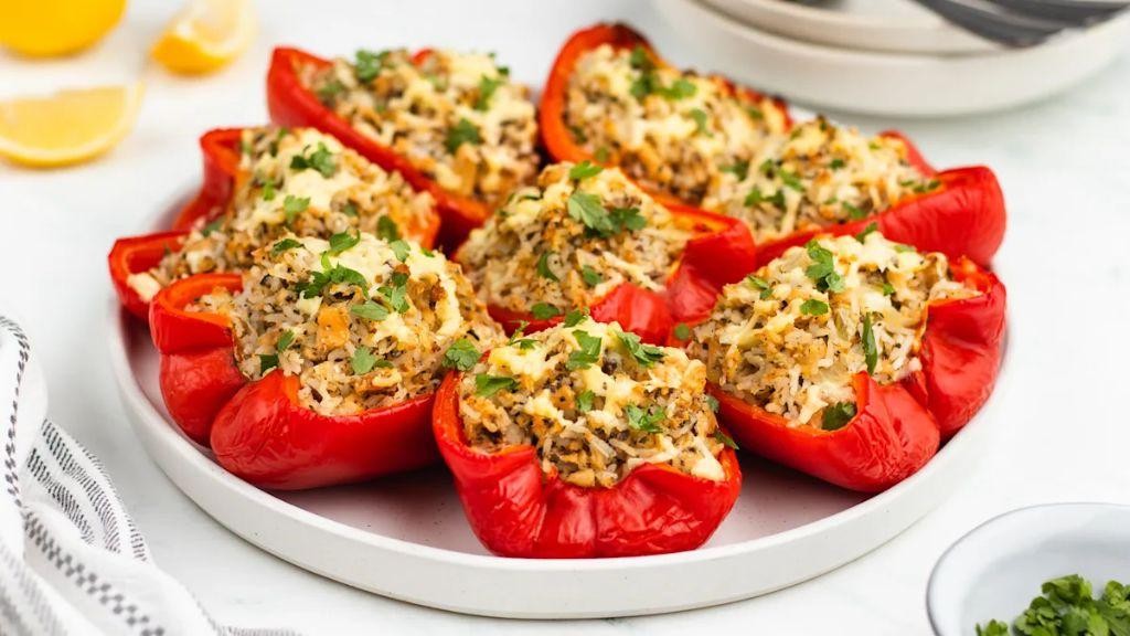 Canned Red Salmon and Rice Stuffed Peppers