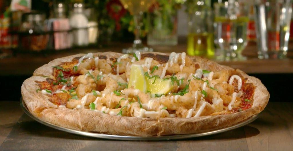 Canned Squid Pizza with Parmesan and Basil