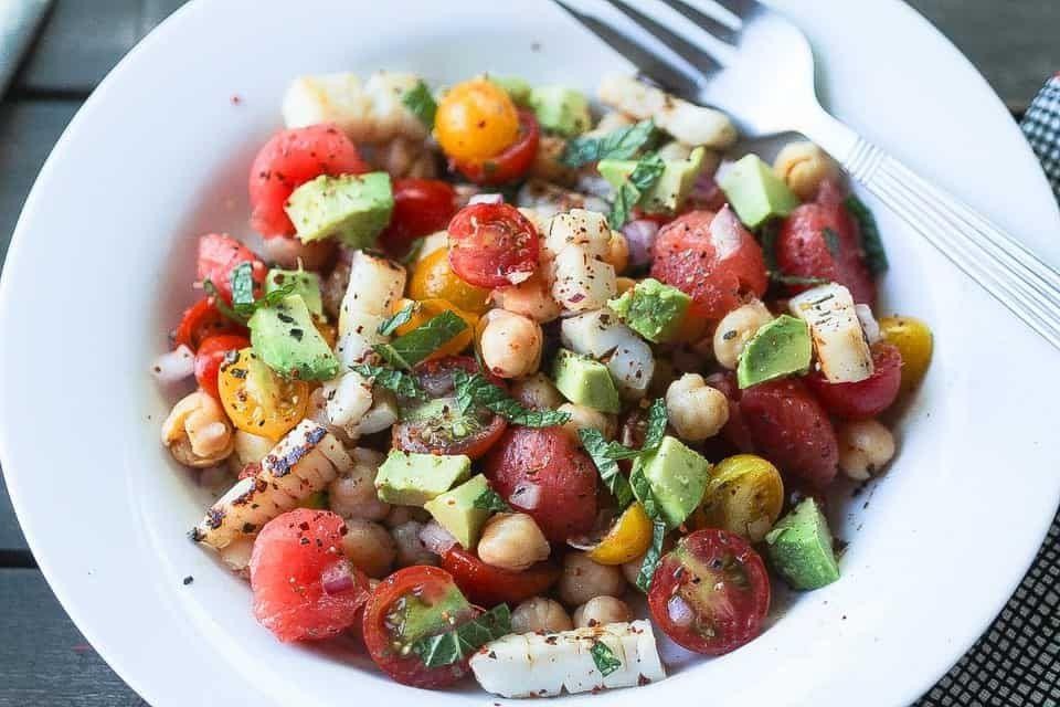 Canned Squid and Chickpea Salad with Citrus Dressing