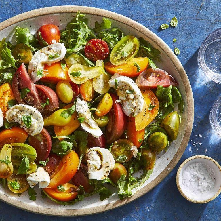 Caprese Salad with Heirloom Tomatoes and Burrata