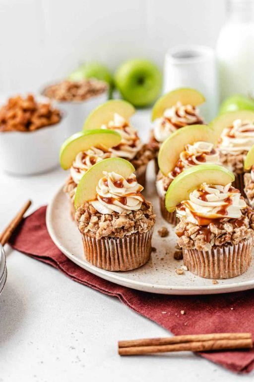Caramel Apple Cupcakes with Crunchy Crumble