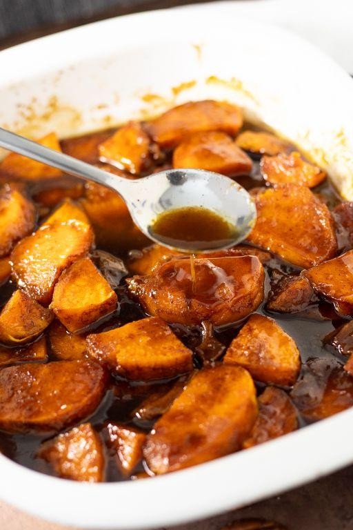 Caramel Drizzled Candied Sweet Potatoes